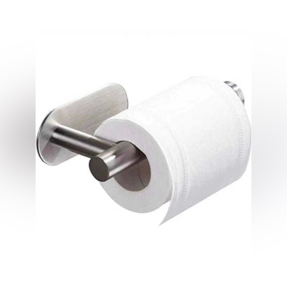 NIB Stainless Steel Toilet Paper Holder / No Punch /Easy 3M Stick Decor Bathroom - Picture 2 of 15